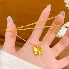 金店の同じタイプの沙金花月佳期の二重の糸の蝶のネックレスの金色のヒョウタンの小さい福の蝶のペンダントは彼女に送ります。