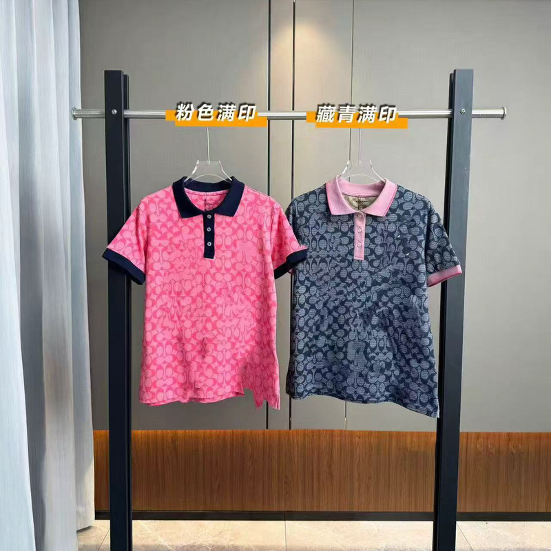 26 Spring/Summer Ch Monogram Full Print Chambray Casual Versatile Women's Polo Shirt Short Sleeve Top 26 Spring/Summer Ch Monogram Full Print Chambray Casual Versatile Women's Polo Shirt Short Sleeve Top