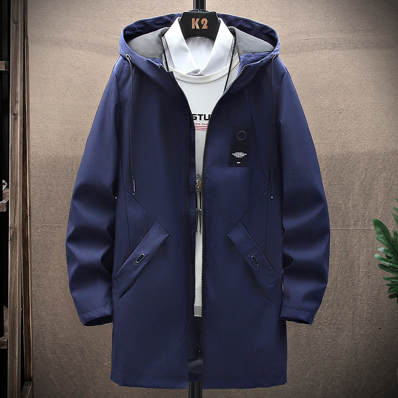 Chaqueta con Capucha de Color Sólido y Cierre de Cremallera, Estilo Moderno, para Hombre, Cortavientos de Longitud Media, Otoño 2026, Disponible en Stock, Envío Directo