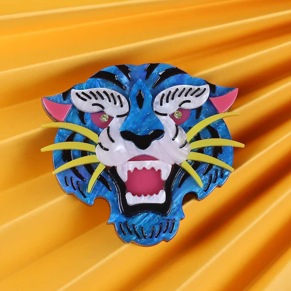 Joyería de moda hecha a mano transfronteriza acrílico animal Tigre broche de dibujos animados pin europeo y americano popular ropa bolsa Accesorios