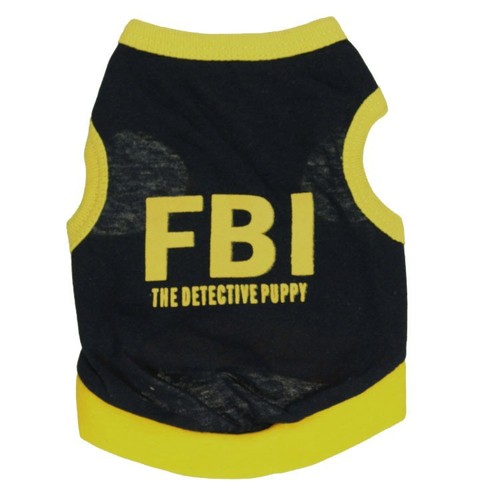 Pet supplies dog clothes cotton black printed fbi pet vest teddy clothes spring and summer new style