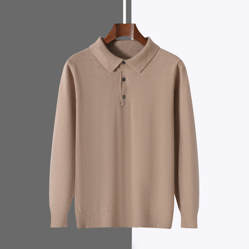 Polo Collar Men's Business Casual Modal Knitwear Autumn and Winter Turn-Down Collar Pullover Large Size Sweater Solid Color Knitwear Polo Collar Men's Business Casual Modal Knitwear Autumn and Winter Turn-Down Collar Pullover Large Size Sweater Solid Color Knitwear