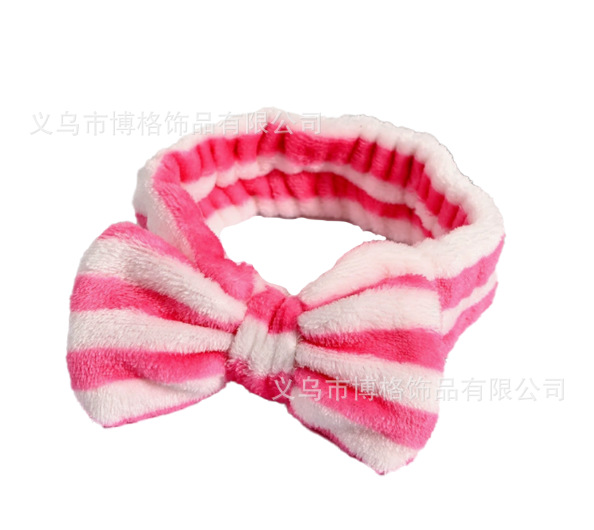 Franela rayas creativas para mujeres lavarse la cara rojo prensar el cabello mariposa cinturón de cabello maquillaje universal simple banda de cabeza