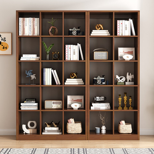 All solid wood floor-standing bookshelf simple children's storage rack student home bookcase combination grid cabinet wall display cabinet