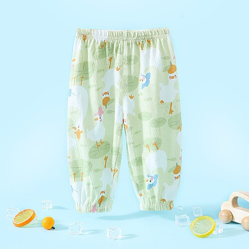 Anti-mosquito pants for babies and children, summer, thin, baby A, pure cotton casual sports pants for boys and girls. Loose outerwear treasure