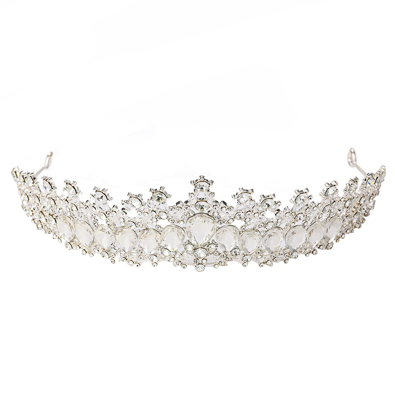 bridal headdress, luxurious and shiny rhinestone beauty pageant crown, multi color water drop headdress, wedding dress accessories, headband_voghion.com