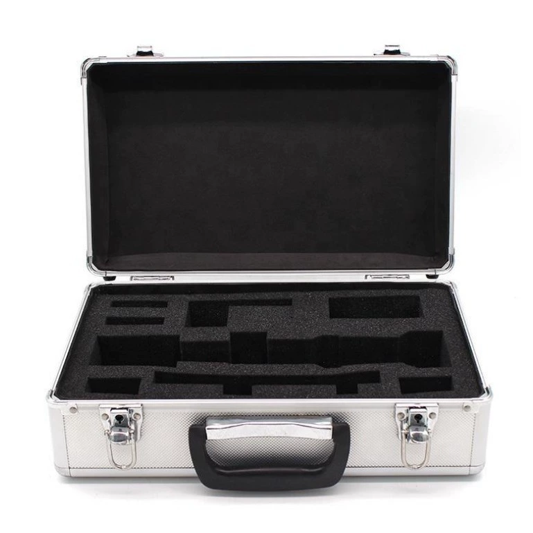 Производитель производит серебряный портативный ящик для инструментов из алюминиевого сплава, ящик для хранения инструментального оборудования, ящик для инструментов, ящик для музыкальных инструментов.