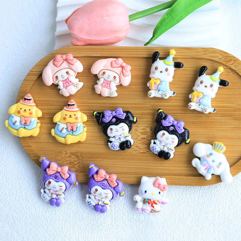 Sanrio Small Animal Cartoon DIY Cream Glue Resin Accessories Wholesale Headwear Hairpin Water Cup Sticker Glue Material