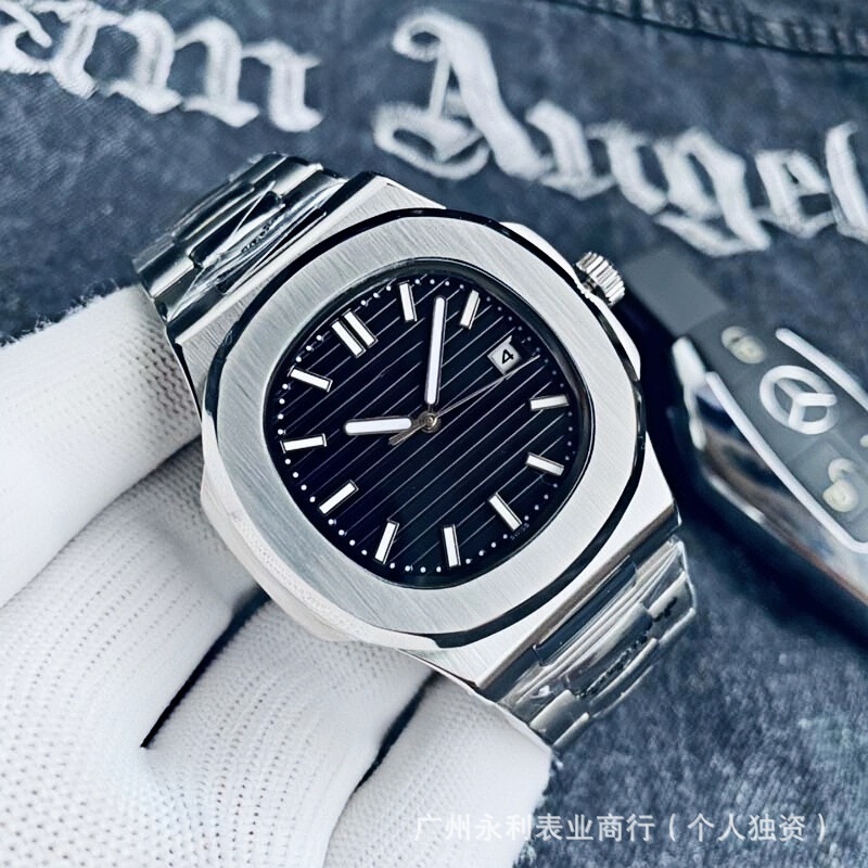 Patek Philippe 316L Stainless Steel Automatic Mechanical Watch with Luminous Waterproof Steel Band Nautilus Original Clasp