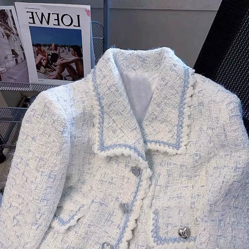 Демисезонная короткая куртка, французский стиль, стиль Chanel, западный стиль, приталенная