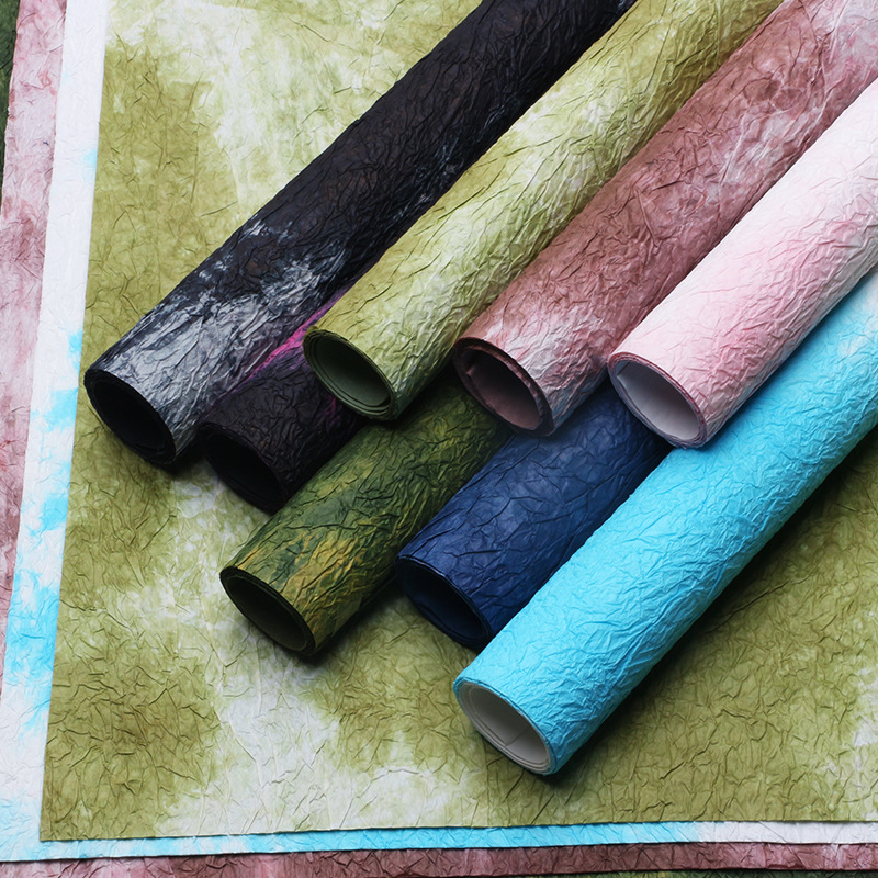 Huaxi textura tinta grafito papel de embalaje de flores espesar pliegues diy flor florista papel paquete de ramo