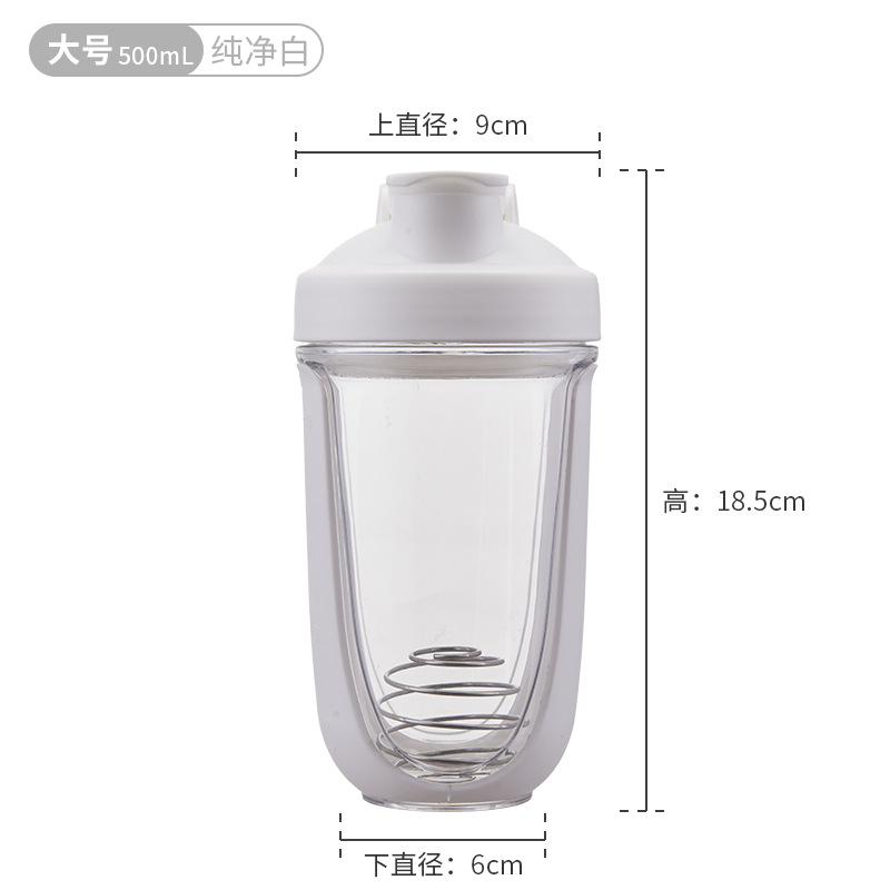 500ml taza de plástico de gran capacidad de una sola capa de polvo de proteína batido de leche portátil en forma de U portable taza de agua deportiva