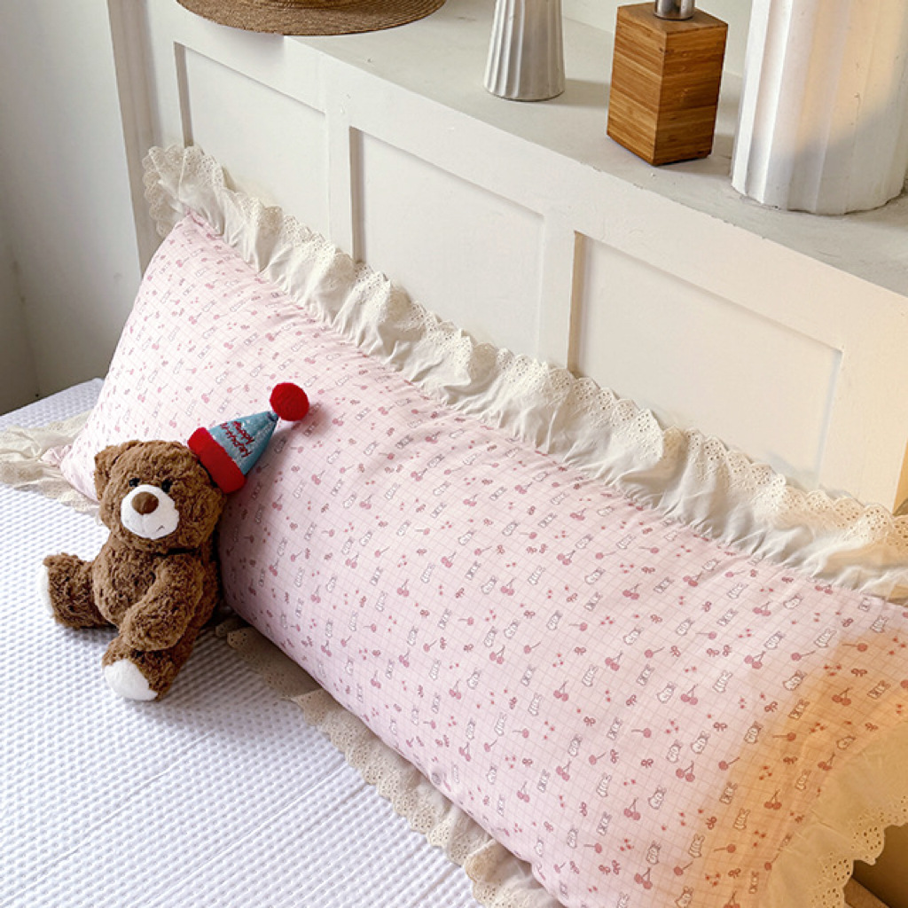 Algodón de doble hilo doble larga funda de almohada de 1.5m todo el algodón funda de almohada estilo coreano pareja alargada funda de almohada interior image 18
