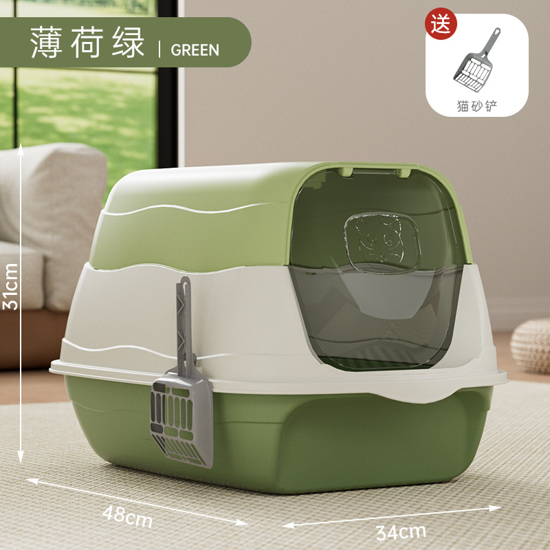 Gran cuenca de arena para gatos esterilizante desodorante totalmente cerrado inodoro para gatos gran tamaño anti-exterior suministros de mascotas al por mayor