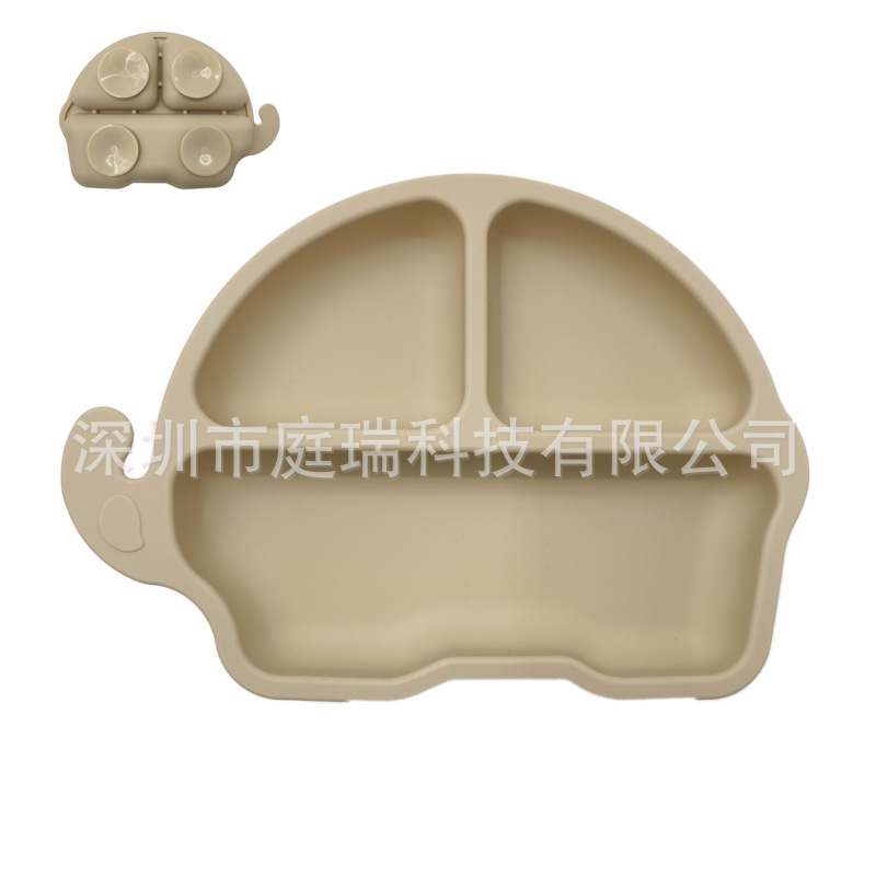 Plato para niños plato de rejilla de silicona cuadrado plato de suplemento de alimentos para bebés integrado tres Placa de rejilla lechón resistente a la caída de calidad alimentaria