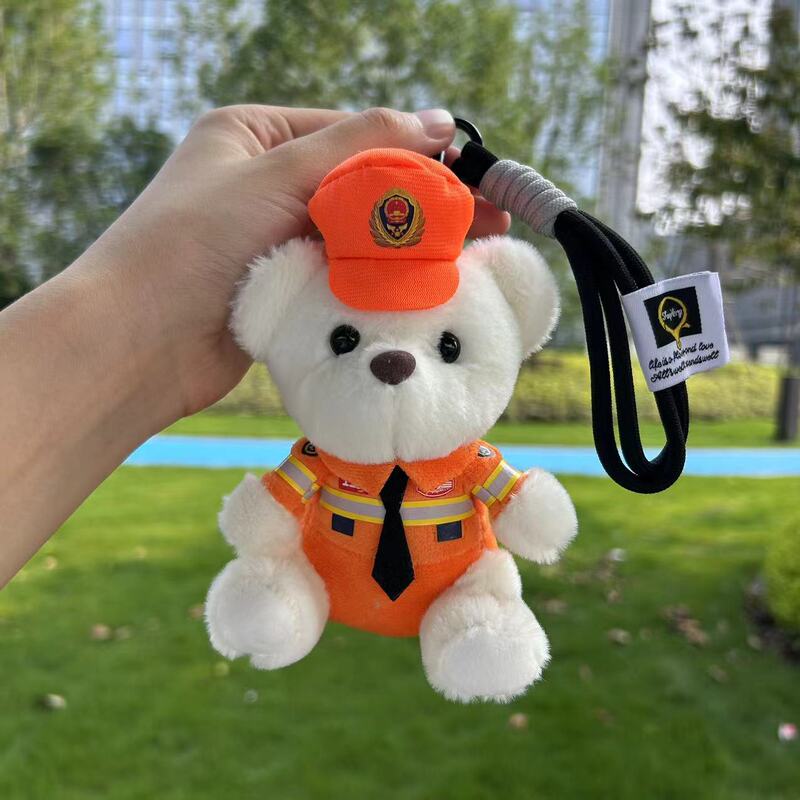 在庫あり交通警察クマペンダント人形スクールバッグペンダントオートバイ小型警察ぬいぐるみ消防士クマカスタムロゴ|undefined