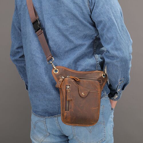 Marant leather mobile phone waist bag men's personalized cycling outdoor waist bag leg bag tactical mobile phone bag man bag