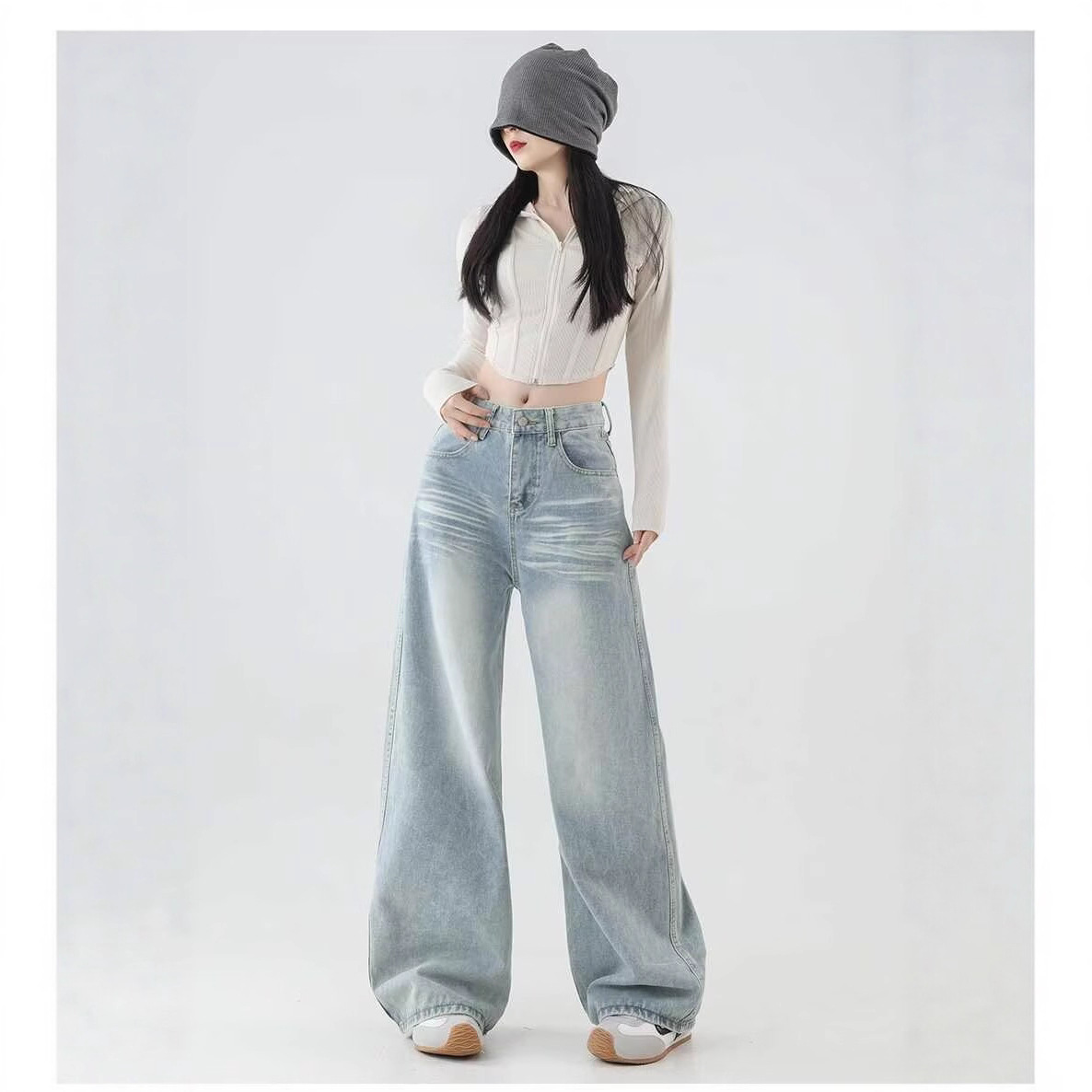 Hong Kong Style Men's Summer New 2024 Personalized Letter Jeans Hip-Hop Ins Trendy High Street Trendy Handsome Pants