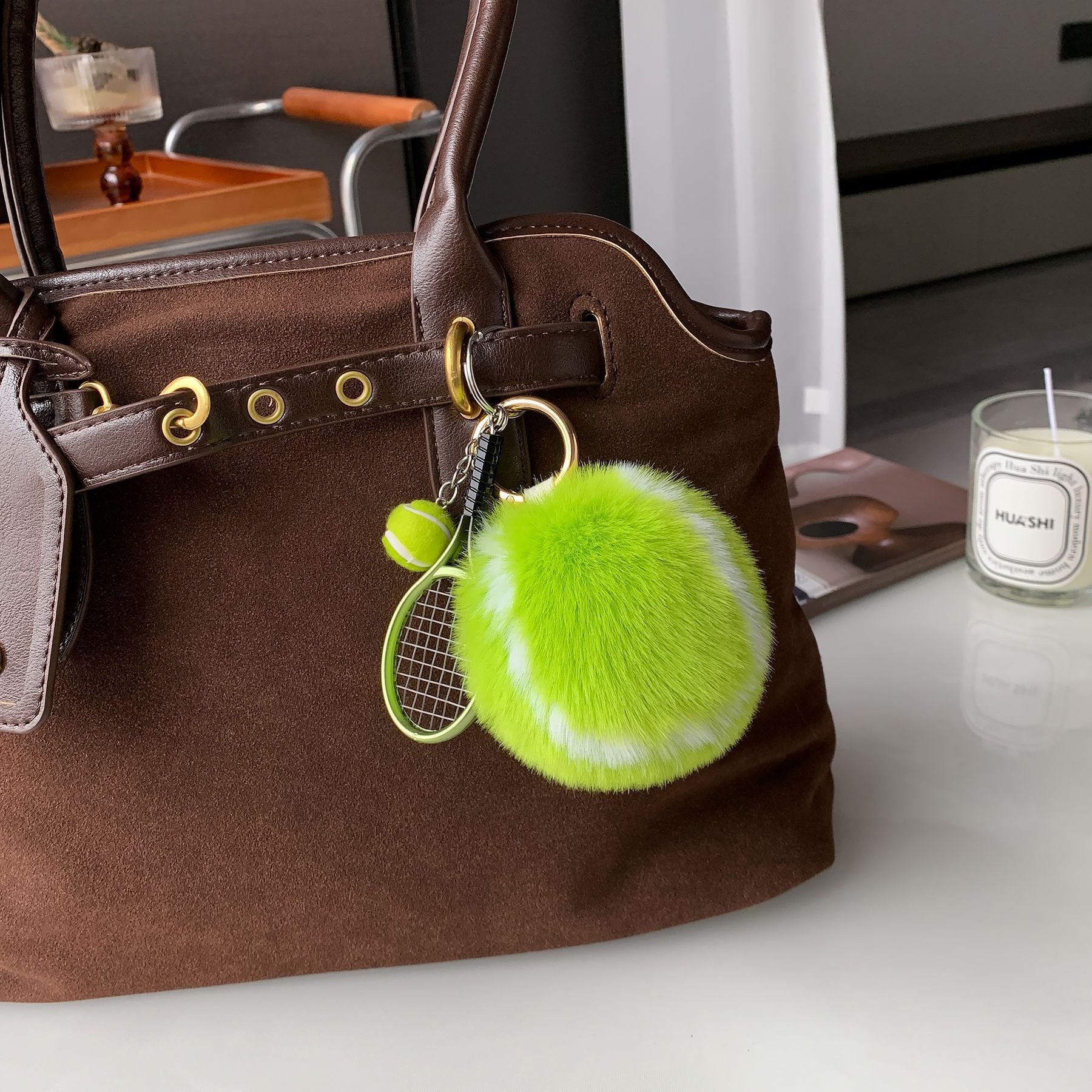 [cute tennis] imitation rabbit hair tennis car keychain bag | tennis bag | shoulder bag | bag pendant