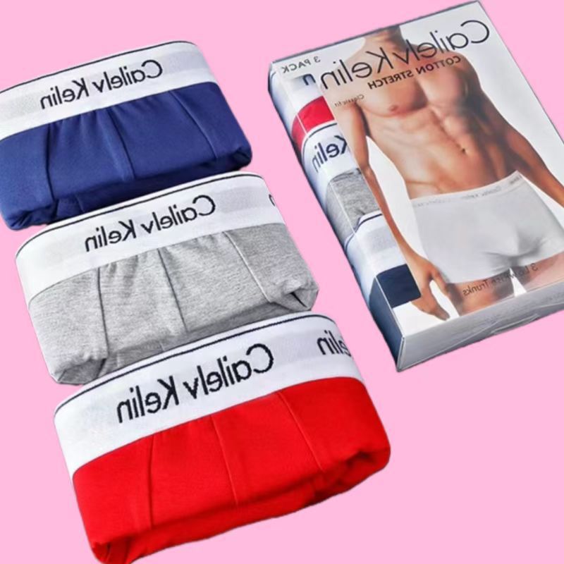 C marca de la versión correcta de algodón blanco de borde blanco de la juventud, caja de regalo de pantalones de hombre, tres explosivos