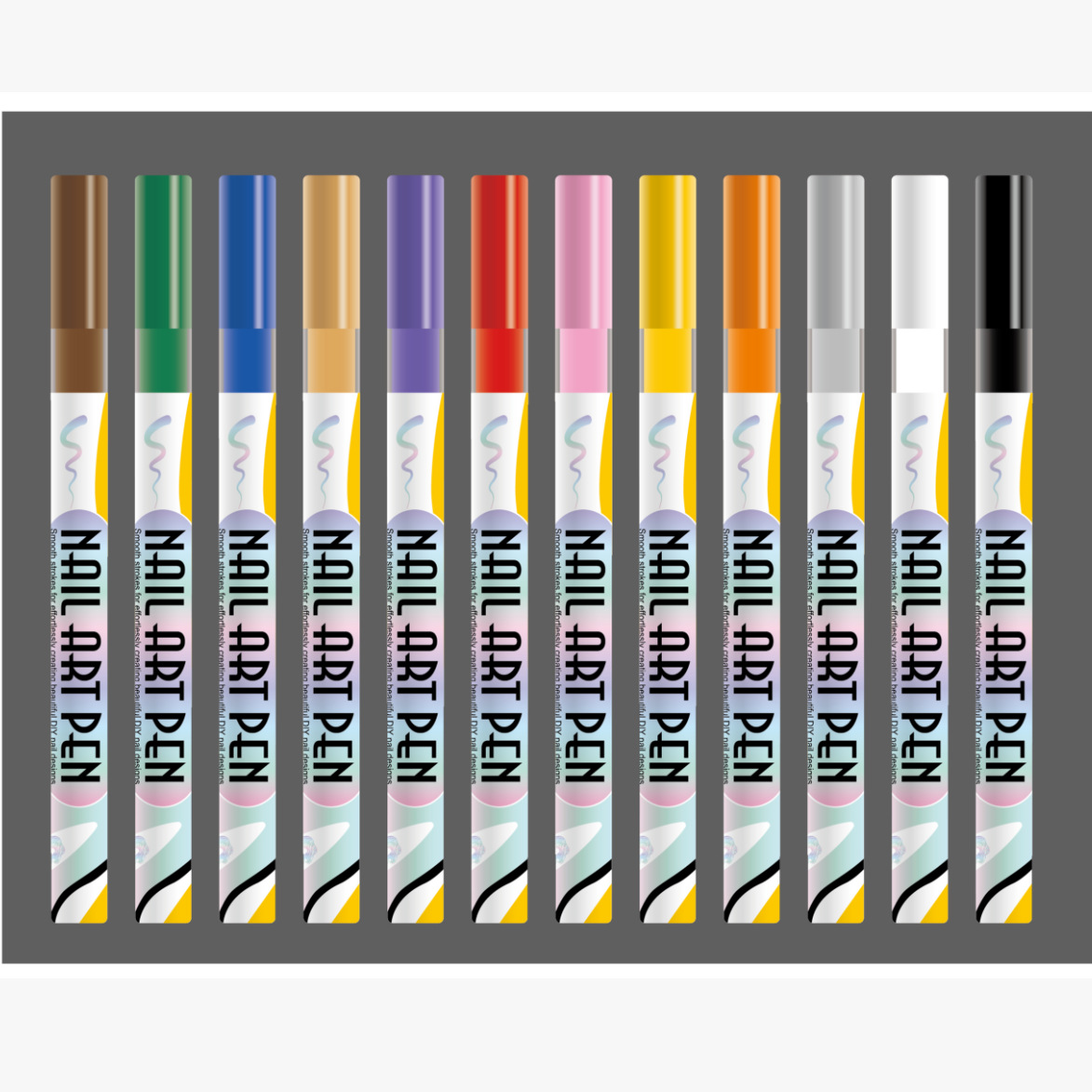 美甲彩绘涂鸦笔丙烯马克笔指甲画花速干水彩笔糖果色描线笔免烤灯