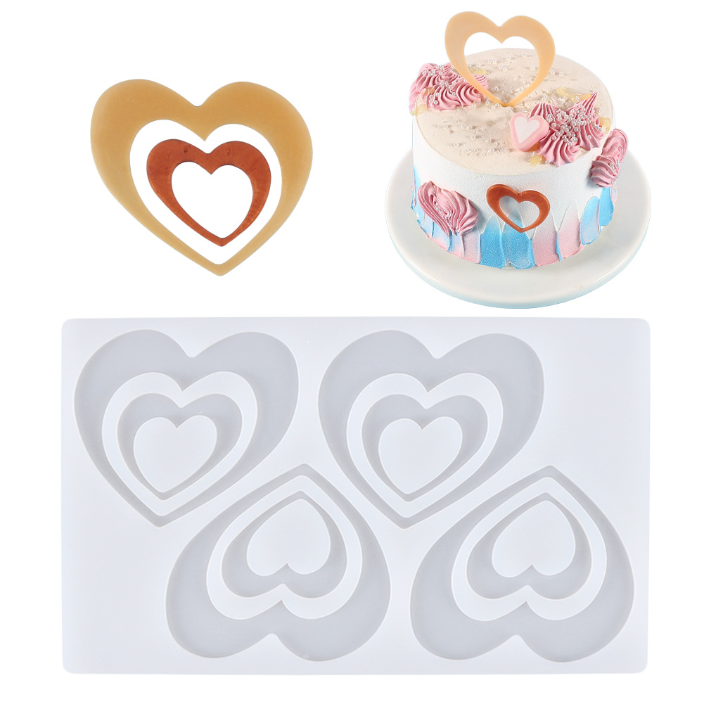 多款爱心造型巧克力插件模具 DIY巧克力翻糖蛋糕装饰硅胶模具