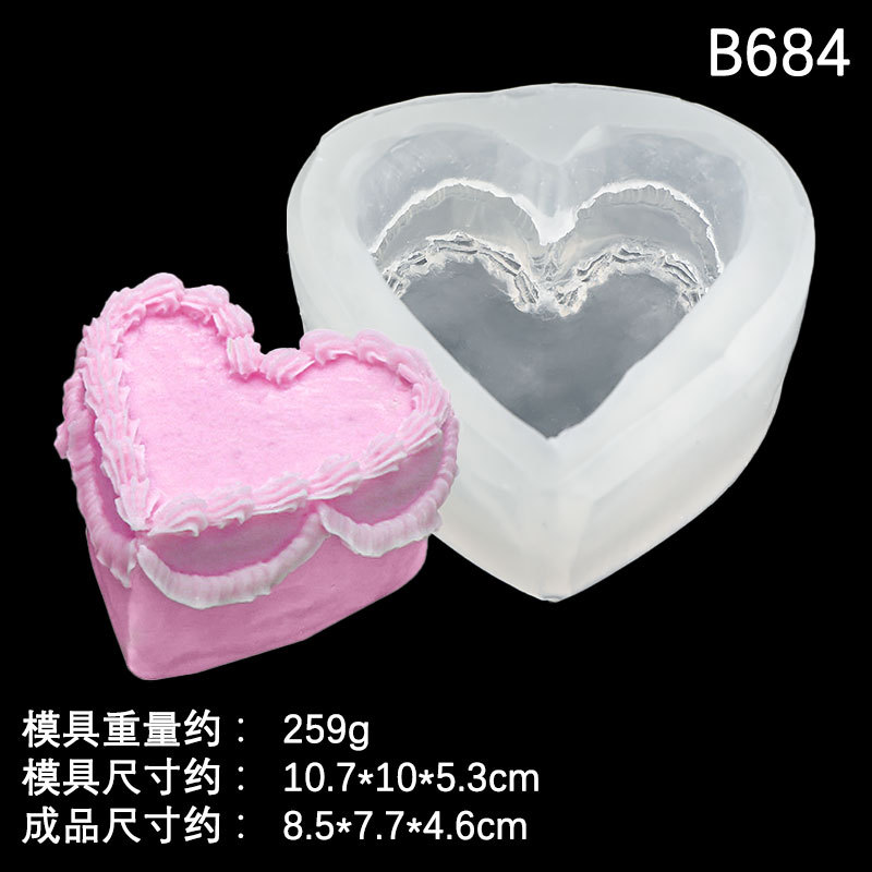 Decoración de la torta tridimensional amor pastel molde de silicona DIY creativo en forma de corazón aromaterapia yeso decoración de la vela del molde