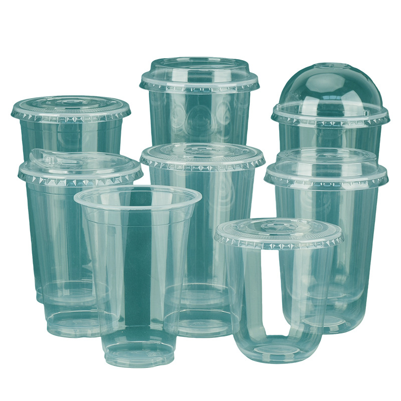 90 calibre PP taza de plástico desechable taza de café y té de leche caliente y frío universal taza transparente gruesa red red taza U