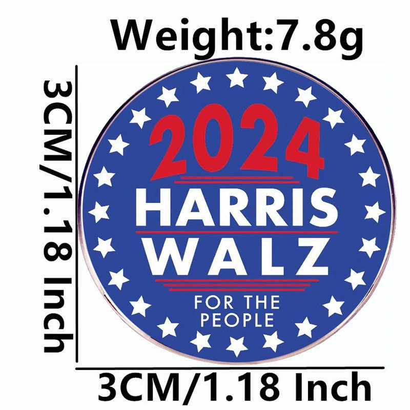 2024 Harris and Walz бронированный Камера Камара Алтруп Целой металл сплавй значок аксессуары