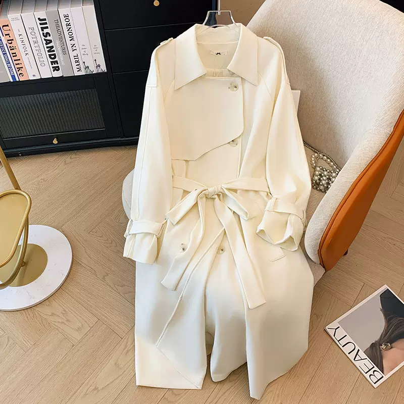 300斤特大码女装胖mm高级感英伦风长款风衣2025春秋新款收腰大衣