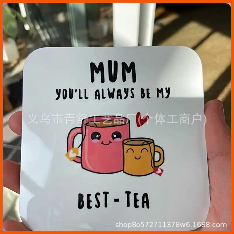 Mother's Day New Simple Wooden Coaster Restaurant Table Wooden Insulation Pad Holiday Gift for Mom