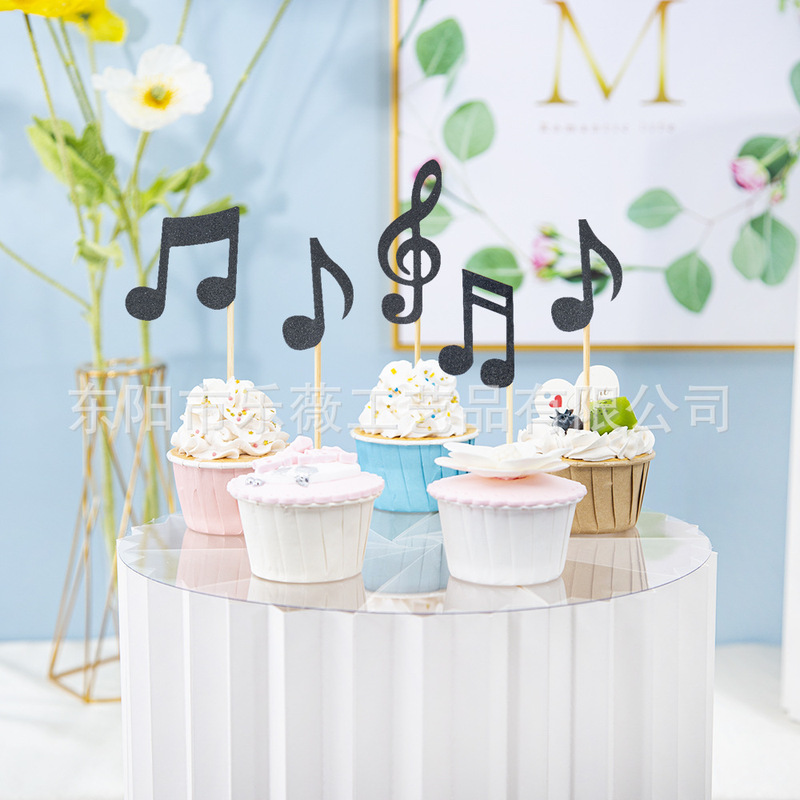 Music Festival Dance Notes Rock Cake Card Birthday Cake Flag Baking Decoration Card Decoration Party