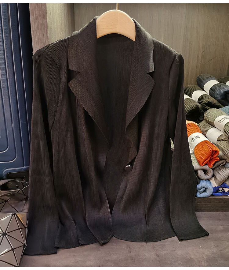 Áo blazer nữ một nút xếp ly tay dài cao cấp mùa xuân hè — Màu tím, Màu đỏ hoa hồng, Màu hồng, Màu xanh lá chi tiết 27