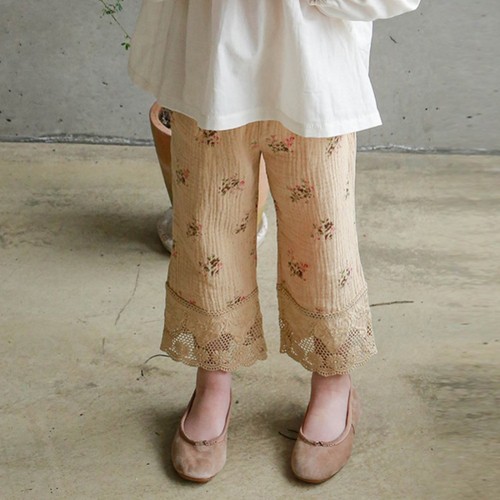 2024 Spring Strawberry Shan Korean Children's Clothing Girls Girls Fashion Lace Floral Casual Pants