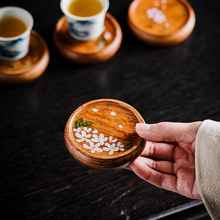 中式重竹茶垫茶杯垫茶道隔热垫茶托杯垫泡茶盖置盖托功夫茶具配件