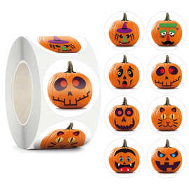 商业标签南瓜表情万圣节贴纸Halloween sticker