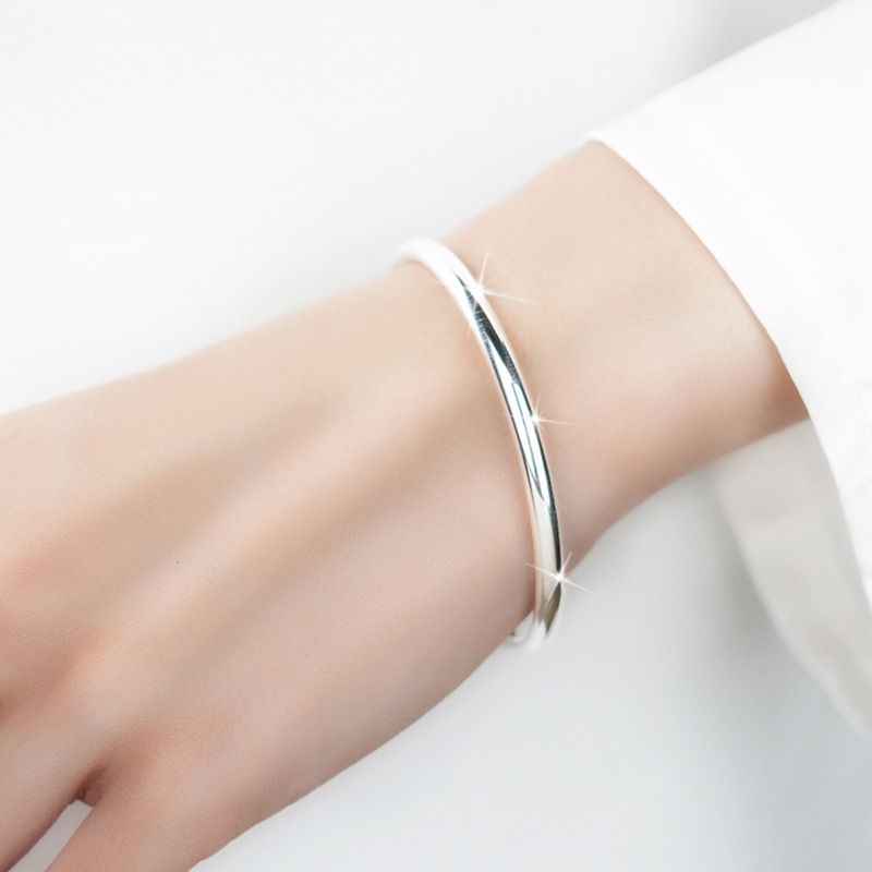 999 pulsera de plata simple mujer brillante estómago sólido empuje pulsera de moda joyería de regalo universal