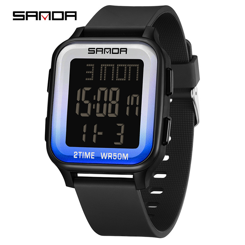 Sanda reloj electrónico de moda de estudiantes de secundaria secundaria, reloj multifuncional, reloj despertador, reloj electrónico de pantalla única