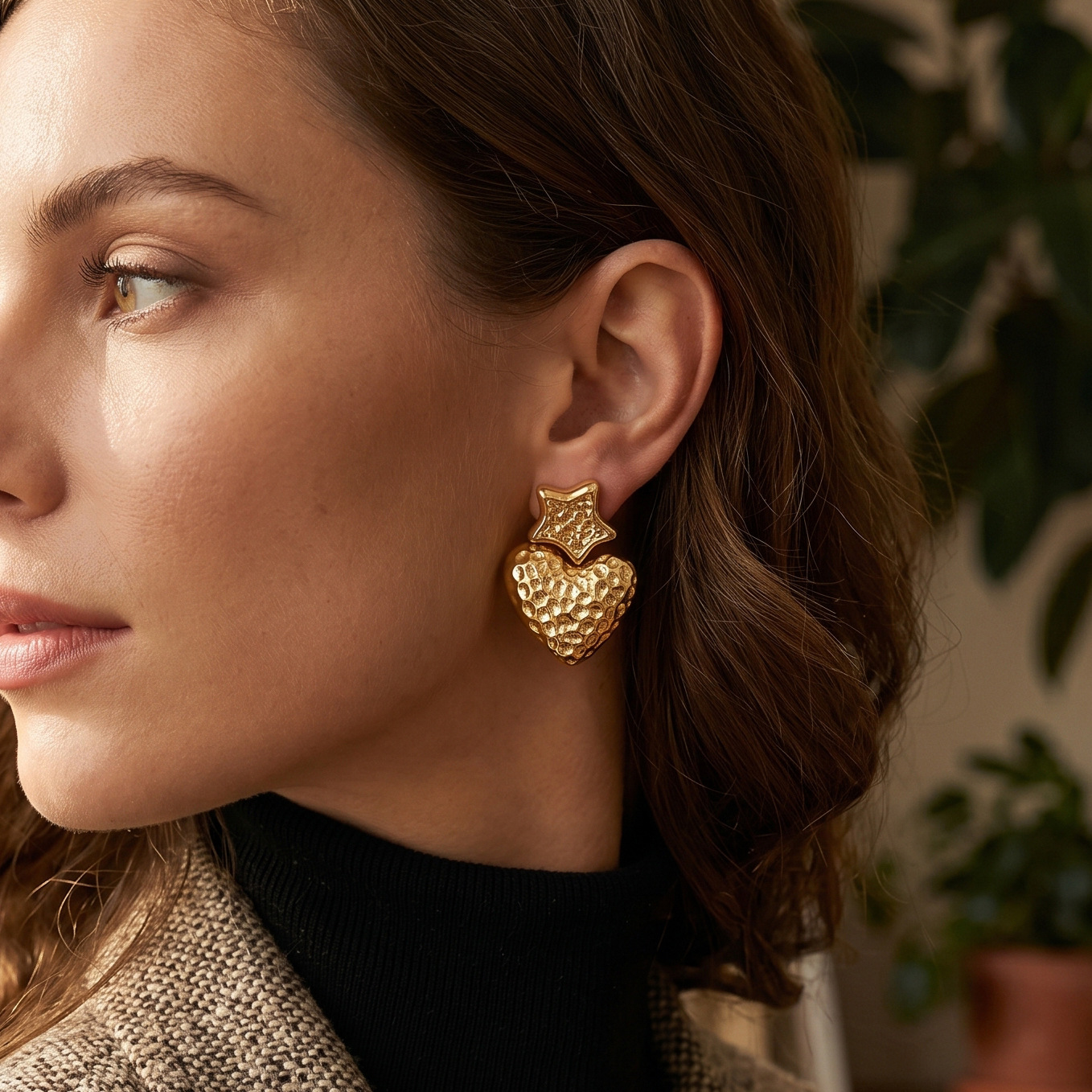 Tina Europa y los Estados Unidos transfronterizos INS viento red 18K oro acero inoxidable exagerado en forma de corazón pendientes de amor universal pendientes mujeres