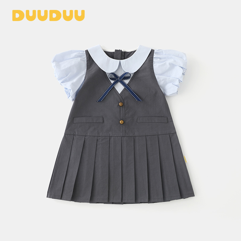 DUUDUU Milk Candy Academy 2025 Summer Thin Faux 2-Piece Baby Princess Dress for Girls