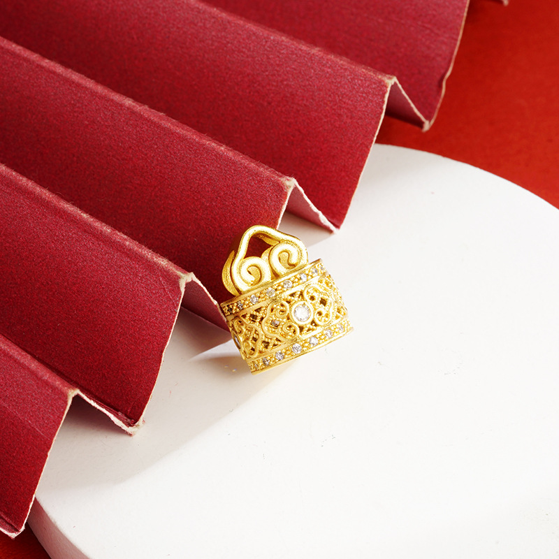 De larga duración no se desvanece Vietnam Arena de oro incrustado en diamantes Fu Rui collar de cadena de cuerda de sello de imitación de aleación de cobre ajustable Fuente de la joyería femenina