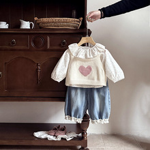 婴儿衣服毛衣春装女宝宝套装新款洋气一岁婴幼儿春秋季时髦三件套