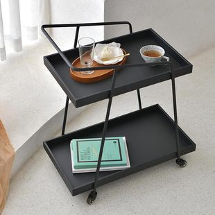 Manual Trolley Hotel Restaurant Beverage Cart Mobile Food Delivery Cart Household Multi-Functional Tea Cart Simple Storage Rack