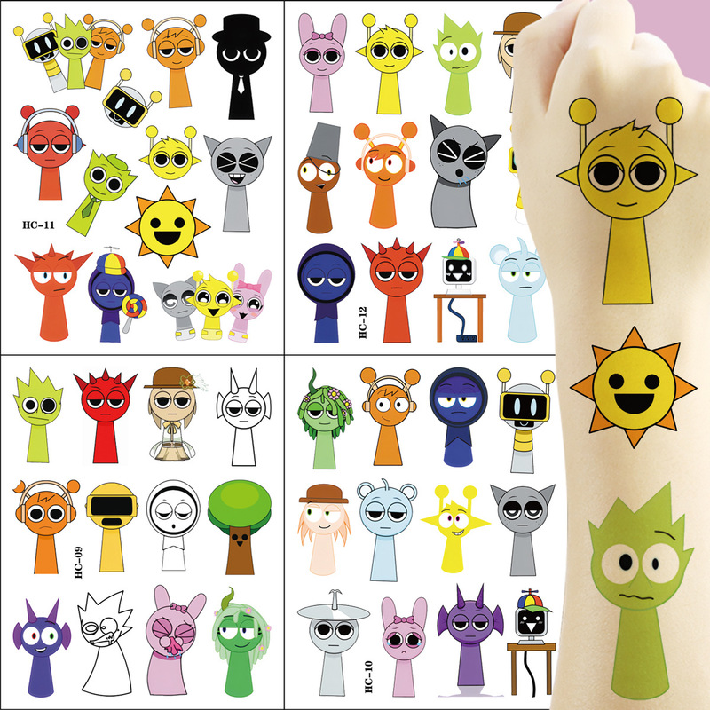 Rhythm Box incredibox sprunki Music Game Tattoo Sticker Cartoon Water Transfer Disposable Sticker