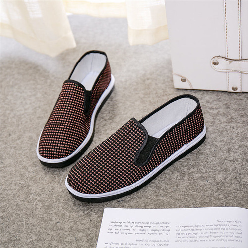 【Cowhide Sole】Spring and Autumn Women's Old Beijing Cotton Canvas Shoes Flat Casual Laced Slip-On Shoes