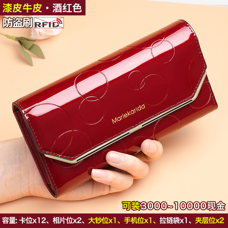 Trending Genuine Leather Women's Long Wallet - New Simple Elegant Multifunctional Large Capacity Clutch - Thumbnail 7