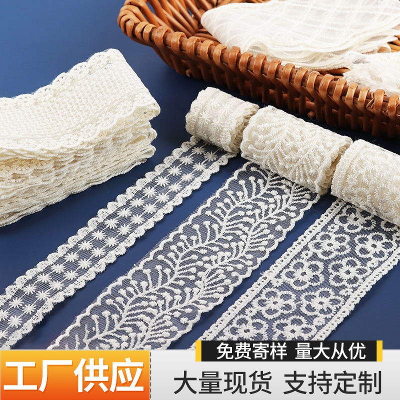 Korean beige mesh embroidery lace diy tie bow material clothing accessories ribbon hair clip accessories Korean beige mesh embroidery lace diy tie bow material clothing accessories ribbon hair clip accessories