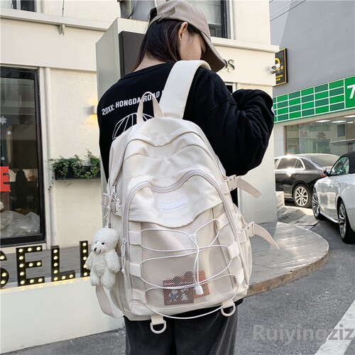 Large Capacity Japanese INS Style Backpack for Men, Middle School Students, University Students, Women, Junior High School Students, Forest Style Simple Double Shoulder Bag