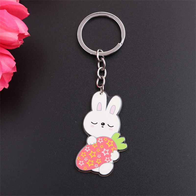 Simple Style Rabbit Animal Stainless Steel Arylic Printing Easter Keychain display picture 12