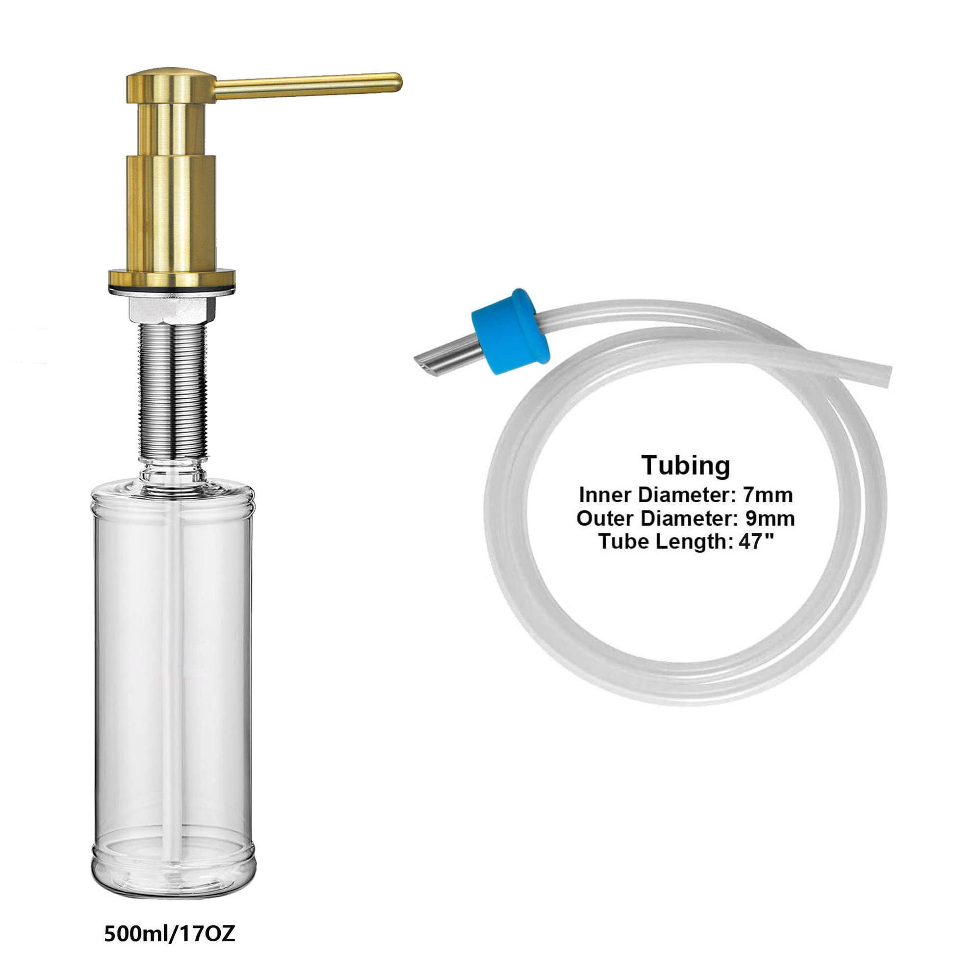 Transfronterizo americano de gran capacidad lavabo de cocina de cobre jabón alimentador de jabón bomba alargada tubo de silicona 120mm